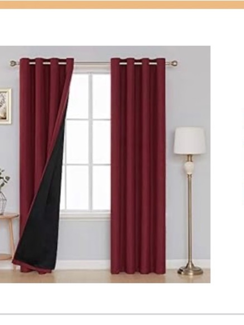 Blackout Grommet Curtain Panel - dark red 52 x 95L